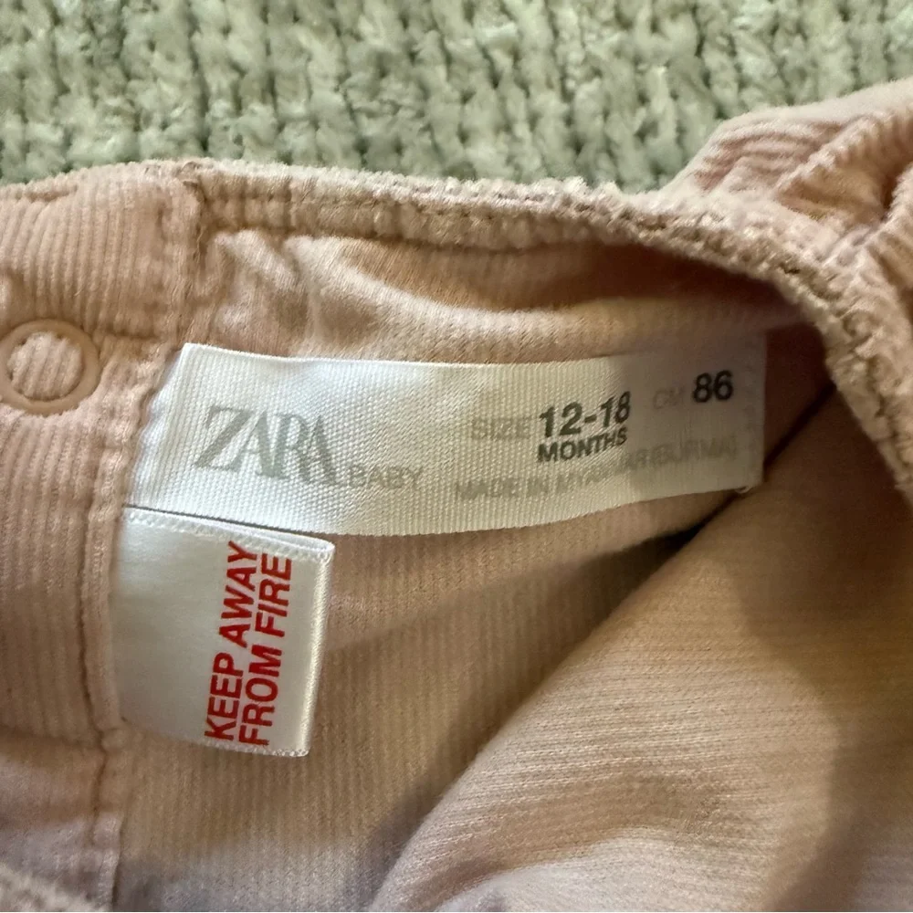 Zara Baby Pink Corduroy‎ Ruffle Collar Top 12-18M Long Sleeve Blouse Dusty Rose